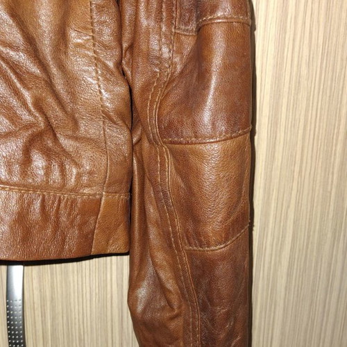 Saint Tropez leather jacket new, vintage style, brown, size S