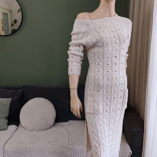 Knitted midi dress like new, beige, Casual Attitude, size L