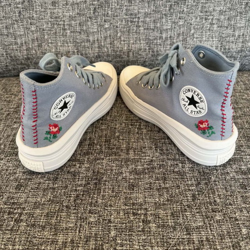 Converse All Stars women sneakers size 38 like new, white and turquoise