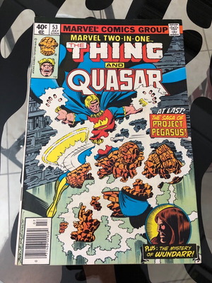 Marvel Two-in-One 53 used comic with Thing and Quasar