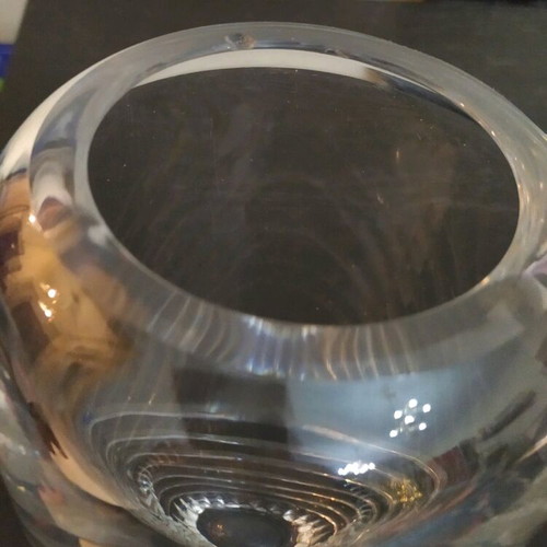 Decorative crystal vase used with small chip on rim