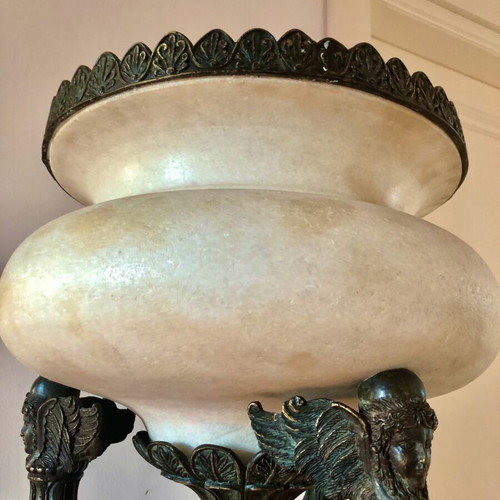 Floor lamp like new made of cast iron, marble and leather