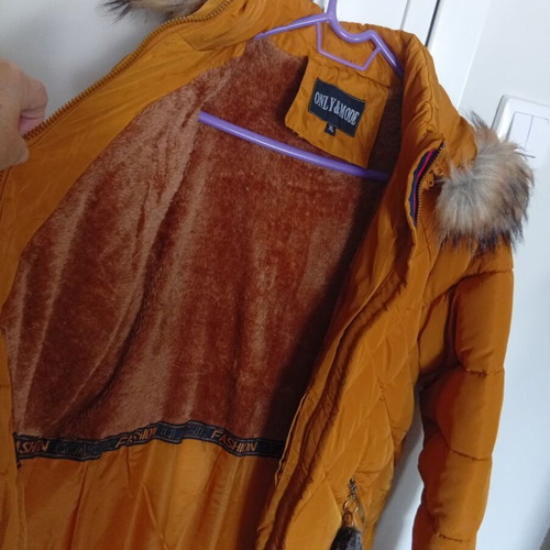 Women's jacket new XL mustard with fur lining