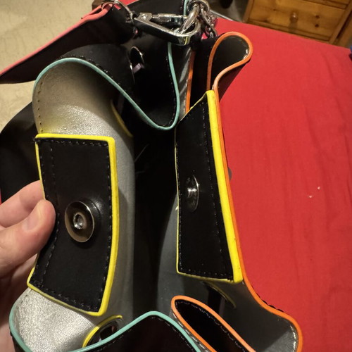 Women's backpack bag new, black with colorful details