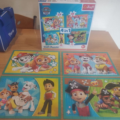 Paw Patrol puzzle set of 4 used with 35 to 70 pieces each