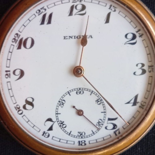 Enigma gold-plated Swiss pocket watch, mechanical