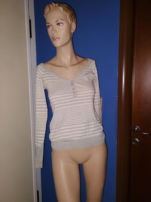 Spring sweater used, size S, white and gray