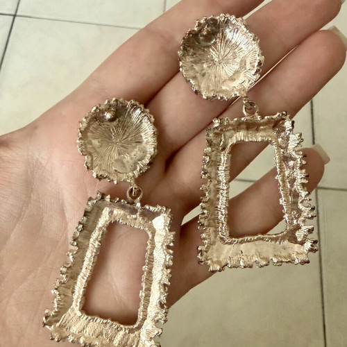 Gold dangle large vintage geometric earrings Zara used