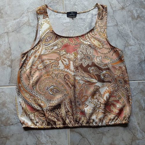 Monari sleeveless blouse new, beige multicolor, sizes M-L