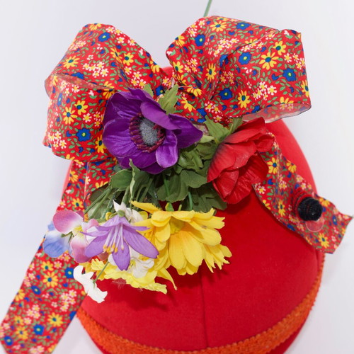 Handmade Easter egg velvet red large new