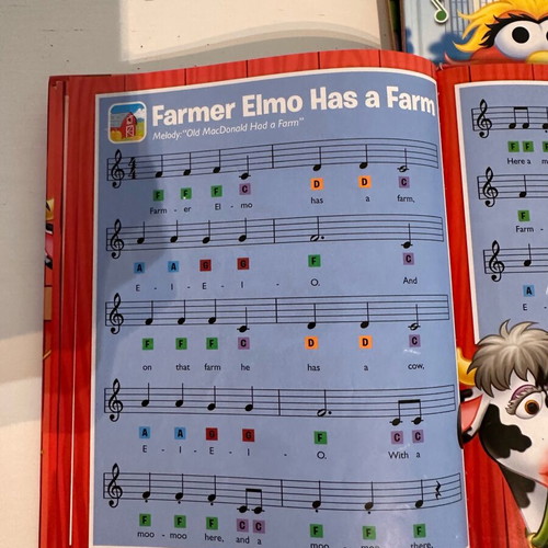 Sesame Street 8-Book Library with Portable Piano like new