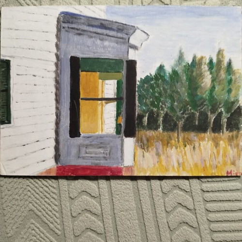 Handmade acrylic paintings on cardboard like new, set of 5