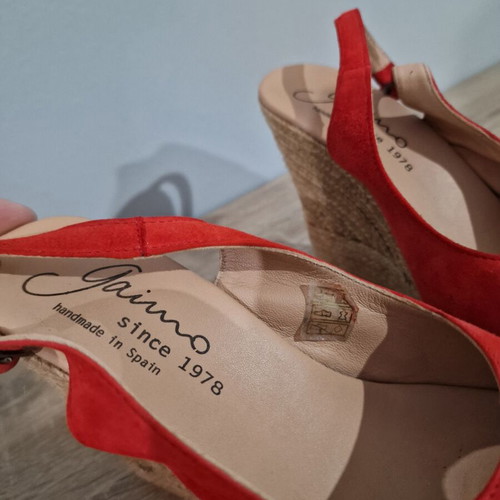 Gaimo red leather and suede wedge espadrilles sandals size 38 used