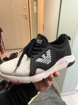 Emporio Armani casual shoes used, size 40.5, black and white
