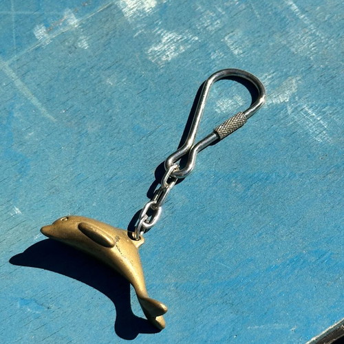 Vintage Dolphin Keychain made of Brass used