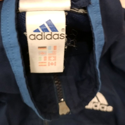 Adidas vintage jacket navy blue with white stripes, used