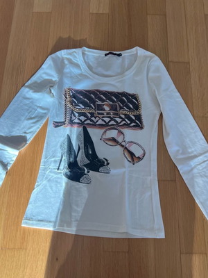Blouse with designs like new, white, size S