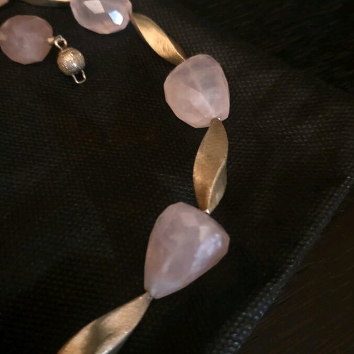 Pink Quartz Necklace in 925 Silver like new