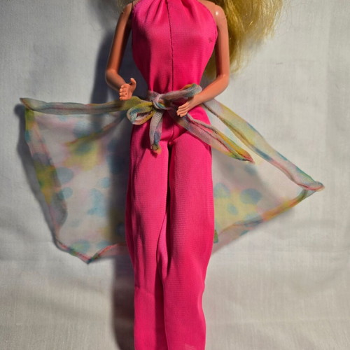 Barbie Hot Pink Halter Jumpsuit & Wrap μεταχειρισμένο, σετάκι 1977