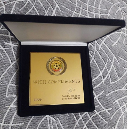 Commemorative Plaque 2006 President Borislav Mihaylov BFU (FIFA) new