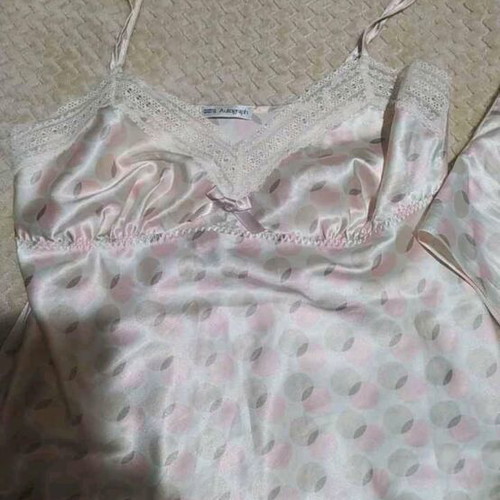 Marks & Spencer satin set like new, size S, white and pink