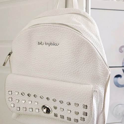 Blu Byblos backpack used, white leather