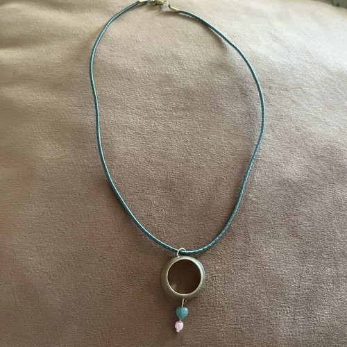 Silver 925 necklace with purple and blue beads new