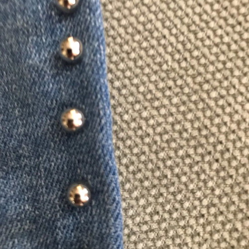 Zara women's blue jeans size 42 with metal studs and frayed hems like new