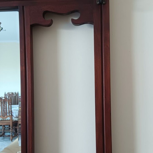 Wooden console with large carved mirror, vintage