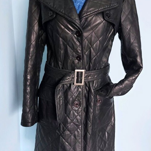 Paisley Park women's quilted leather coat used, black