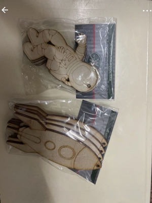 Wooden craft pieces new, pack of 8, space theme