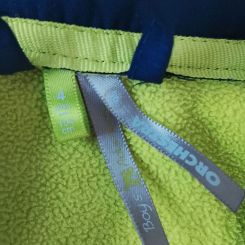 Orchestra fleece jacket like new for boy, blue and yellow, 104 cm