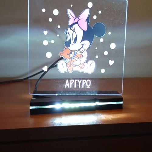 Φωτιστικό lightbox με Minnie και γυναικείο όνομα καινούργιο, USB