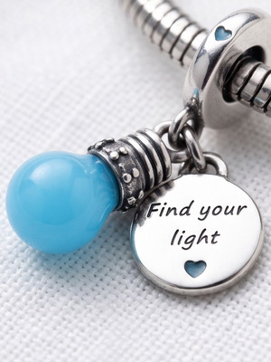Pandora Glow in the Dark Lightbulb Charm καινούργιο, ασημί και τιρκουάζ