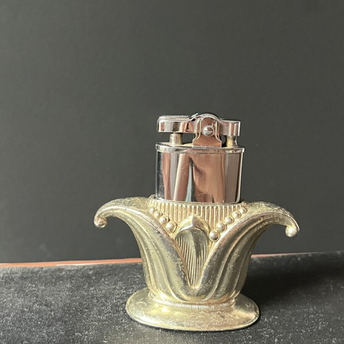 Vintage petrol table lighter gold plated, used, 1950s-60s