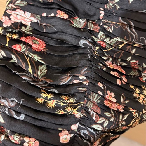 Mango pleated skirt new, black with multicolor patterns, size small