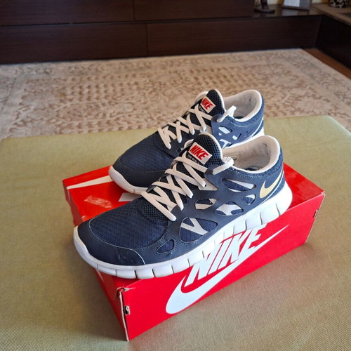 Nike Free Run+ 3 running shoes, navy blue and gold, size 46