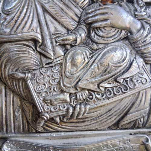 Silver Icon of Panagia Glykofilousa 950° Handmade, Like New