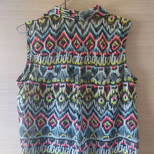 Colorful shirt blouse with transparency Size Large like new