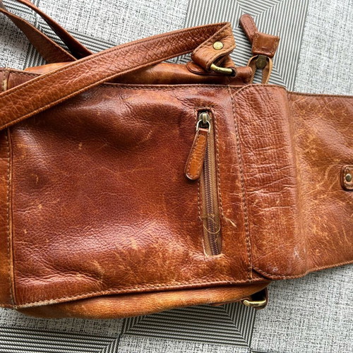 RCM leather shoulder bag used, brown