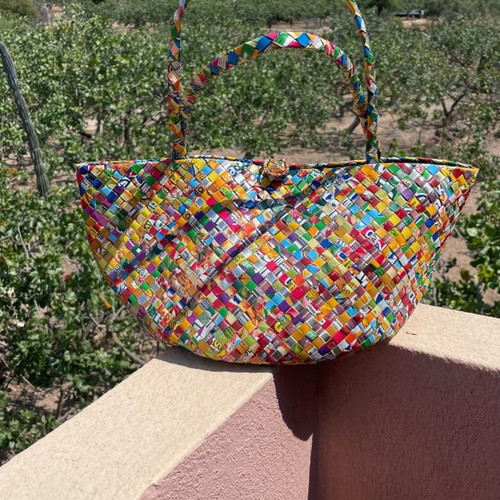 Handmade bag from magazine unused