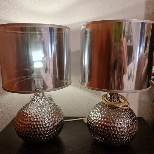Ceramic Table Lamps Fan Europe i-pulsar E14, like new, set of 2 silver