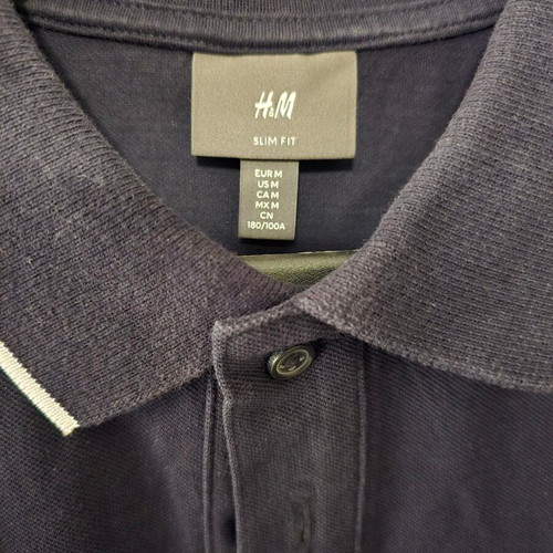 H&M men's polo shirt new, slim fit, blue, size M