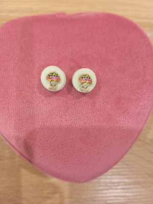 Steel earrings new, colorful mushroom-shaped