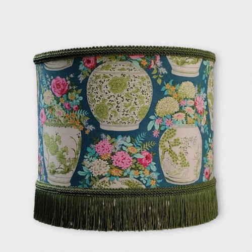 Ceiling light green Japanese vase with oxygen lampshades, 35x20 cm