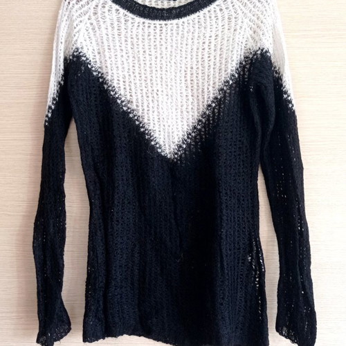 Oltre knitted sweater used, medium, black and white