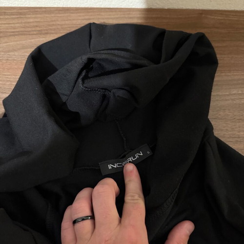 Men's cardigan cape style with pointed corners like new, black size S