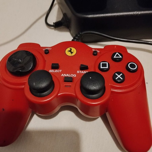 Sony PlayStation 2 Slim SCPH-90004 console bundle with 2 controllers and Ferrari racing wheel