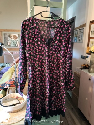 Dress long-sleeve with lace, used, colorful, size L