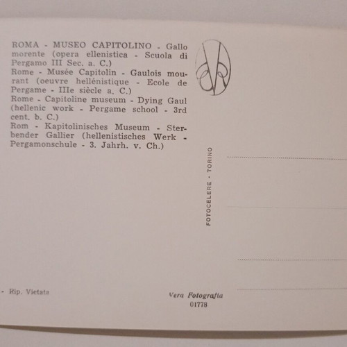Καρτ ποστάλ Roma Museo Capitolino Gallo Morente μεταχειρισμένη, ασπρόμαυρη